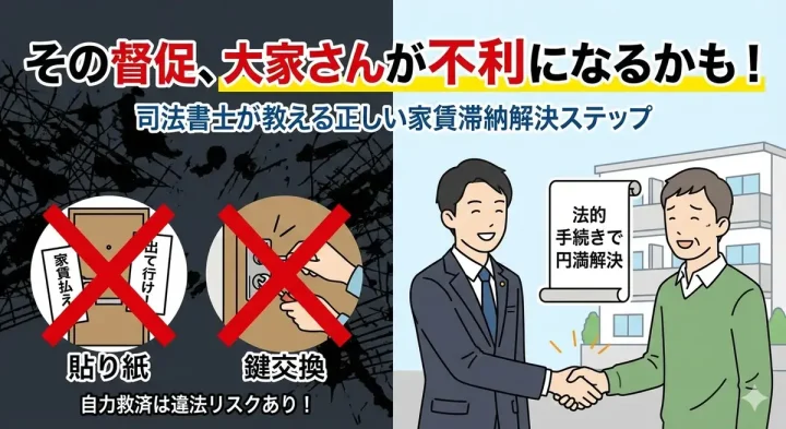 【大家さん必見】家賃滞納の法的解決法|司法書士が教える正しい督促と明渡し手順の画像