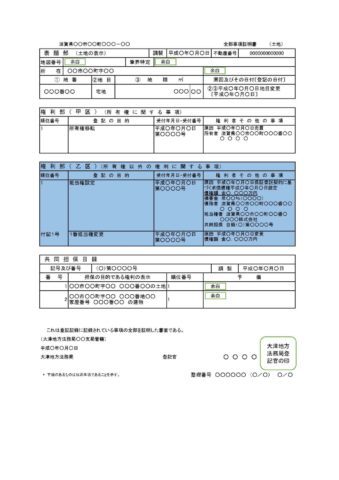 登記事項証明書（権利部　乙区）の画像