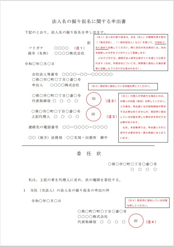 国税庁の法人番号公表サイトで自社のフリガナが間違えていた場合の修正方法についての画像